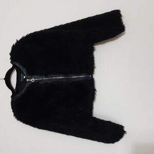 Hannah Banana Fauc Fur Jacket Coat Cropped Black Event Goth Y2k Grunge Women 14